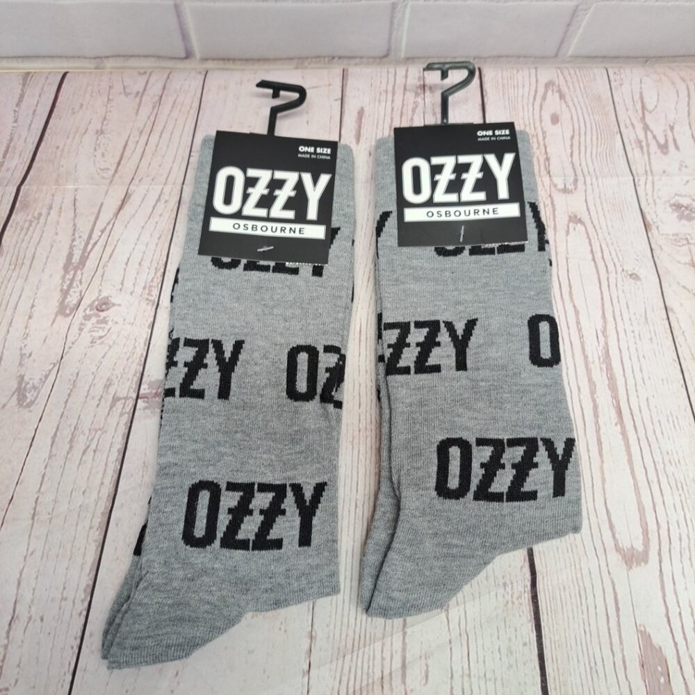 2 Pair OZZY OSBOURNE Men's Crew Socks black / gray one size (7-12) Black Sabbath